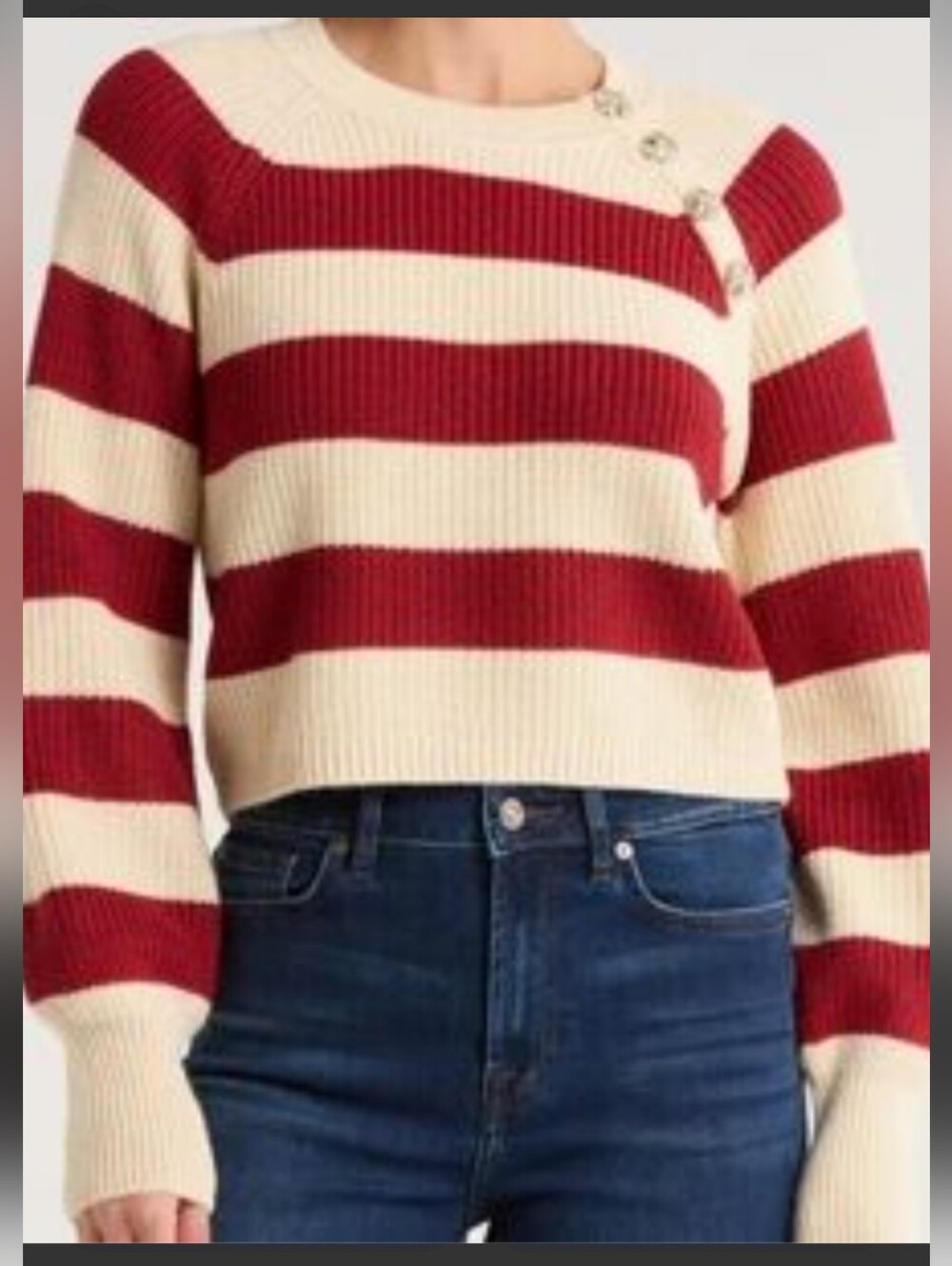 CINQ A SEPT KEREN DECORATIVE RHINESTONE BUTTONS SWEATER IN BORDEAUX / SZ:XS